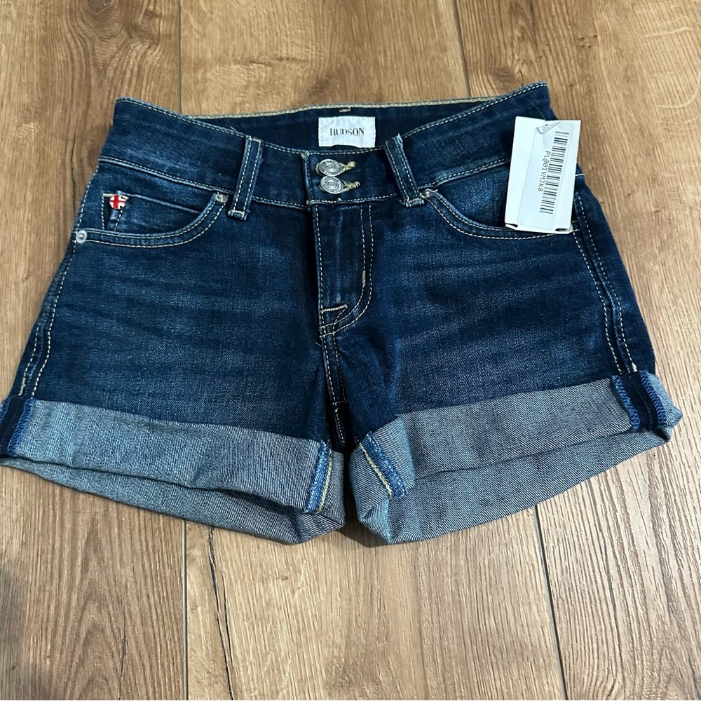 Hudson Jeans Women's Cuffed Denim Shorts - Dark Blue